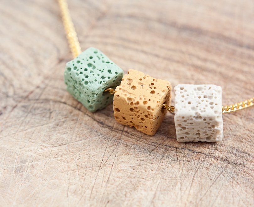 necklace lava stone cube - daimblond - Etsy - Petit Prince