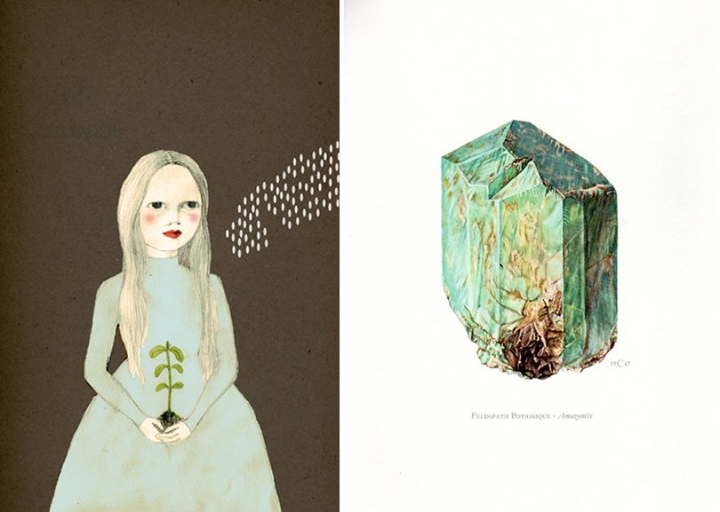 Planting Girl Print - IrenaSophia / Amazonite Vintage Mineral Print - AntiquePrintGallery on Etsy