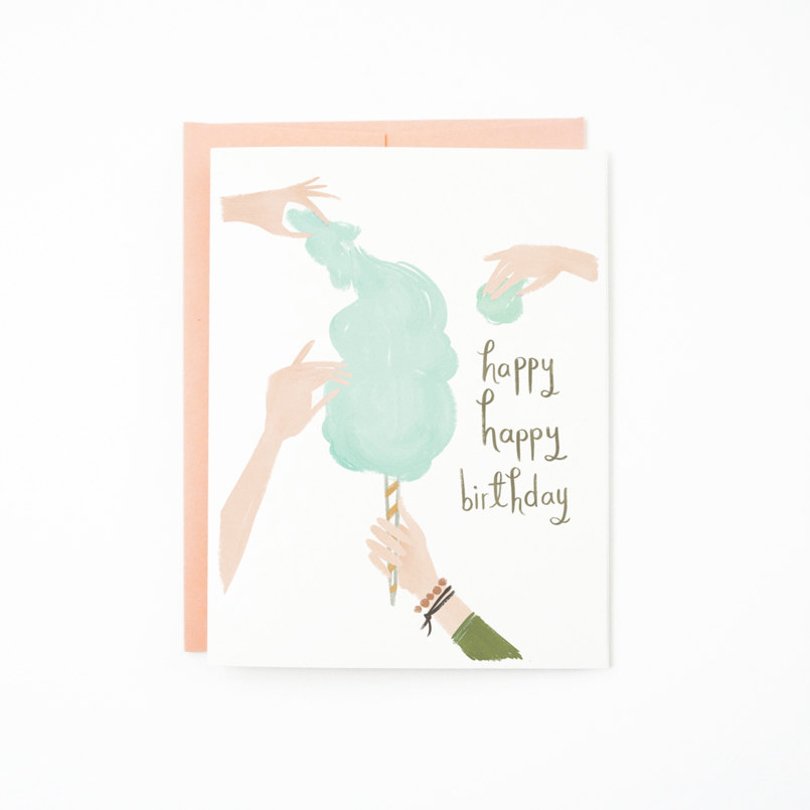 QuillandFox - cotton candy happy birthday card - Etsy
